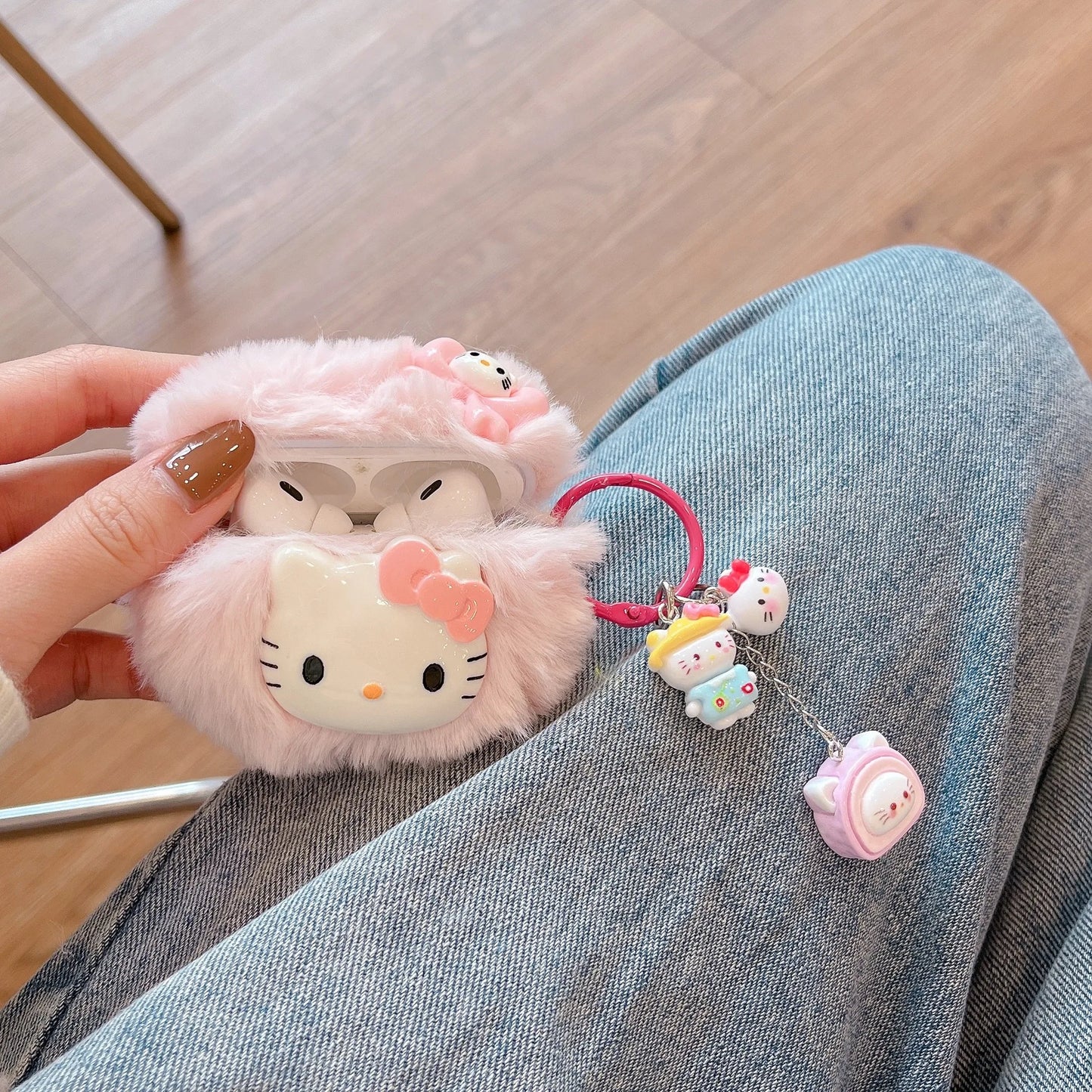 Hello Kitty Pink for Airpods Pro 2 Case,Plush Anime Earphone Cover for Airpods Pro Case/Airpods 3 Case/Airpods 1/2 Case