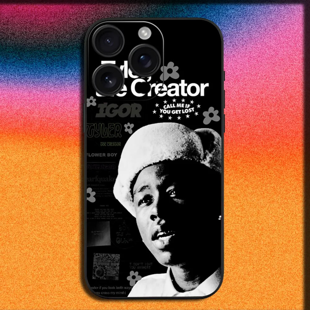 Rapper T-Tylers The Creator Phone Case For iPhone 16,15,14,13,12,11,Pro,XS,Max,XR,Plus,SE,Mini Soft Black Cover
