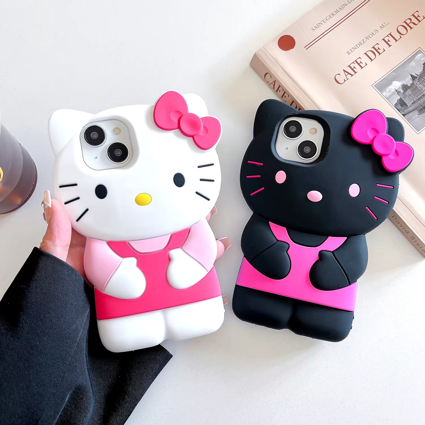 For Iphone 11 12 Mini 13 Pro 14 plus 15 16 Pro Max XS XR X 7 8 SE 2020 Hello Kitty 3D Silicone Soft Phone Case