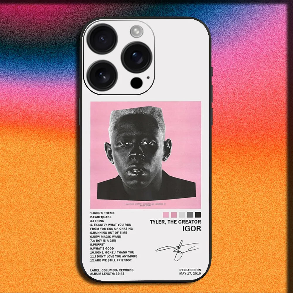 Rapper T-Tylers The Creator Phone Case For iPhone 16,15,14,13,12,11,Pro,XS,Max,XR,Plus,SE,Mini Soft Black Cover