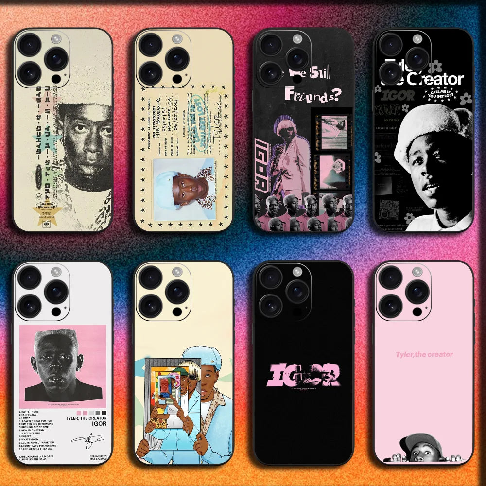 Rapper T-Tylers The Creator Phone Case For iPhone 16,15,14,13,12,11,Pro,XS,Max,XR,Plus,SE,Mini Soft Black Cover